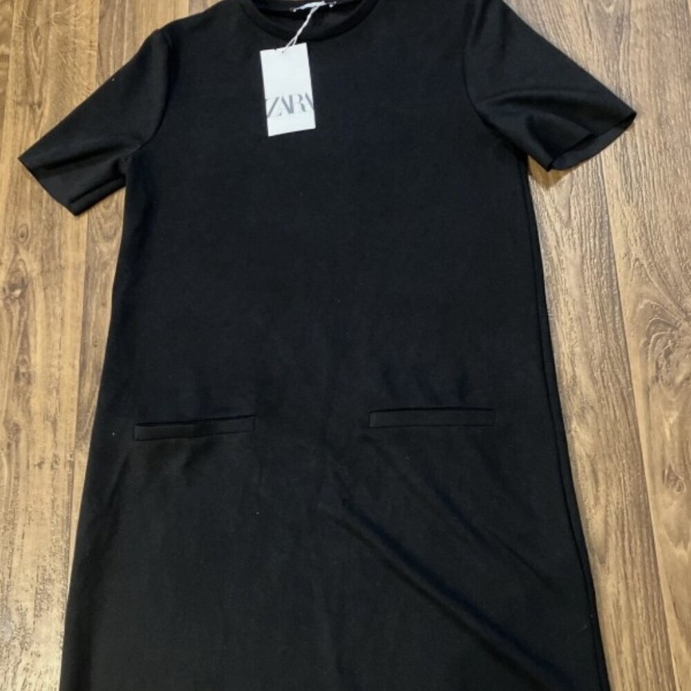 Women’s Zara Black Short Sleeve T-Shirt Dress Size Small 1058/160/800